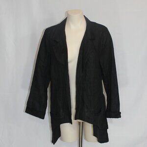 Etna Maar linen black Designer Brand open front Blazer  2 pockets  size Large